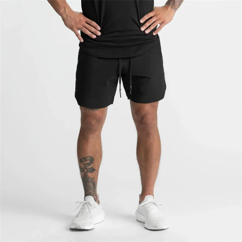 Men Running Breathable Quick Dry Sportswear multi-pocket Shorts