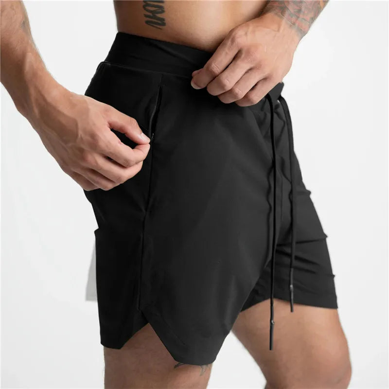 Men Running Breathable Quick Dry Sportswear multi-pocket Shorts