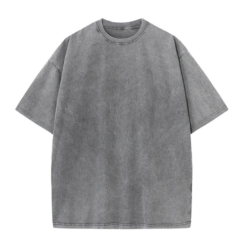 Men's Heavy Cotton Vintage Washed Oversized Short Sleeve Shirt