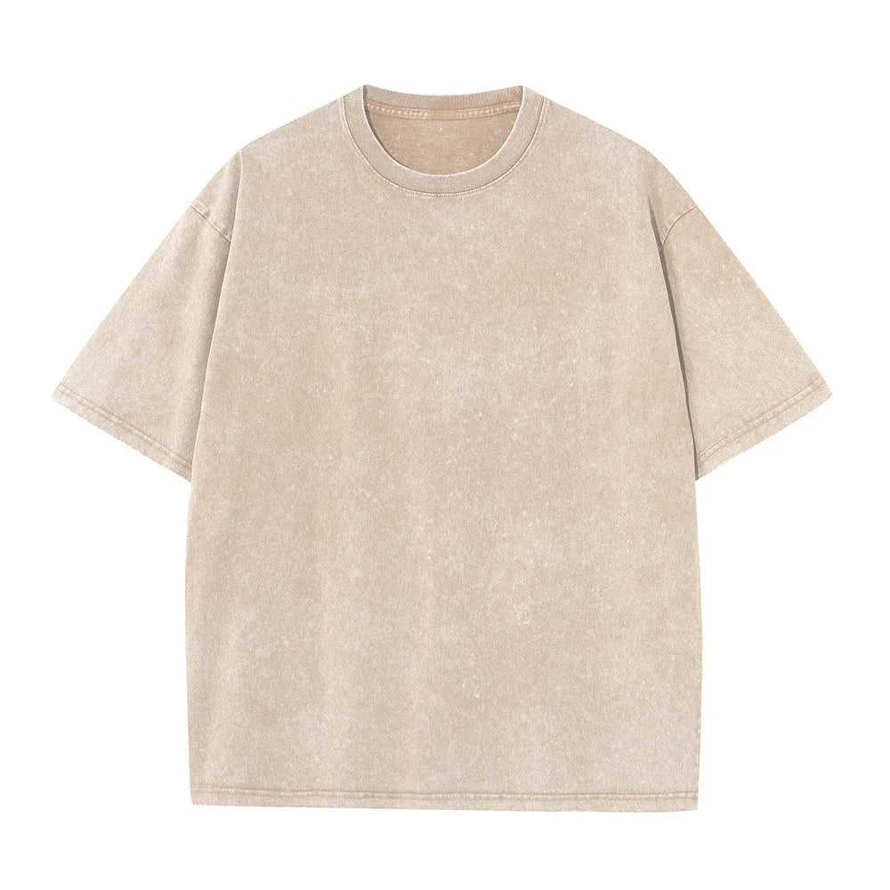 Men's Heavy Cotton Vintage Washed Oversized Short Sleeve Shirt