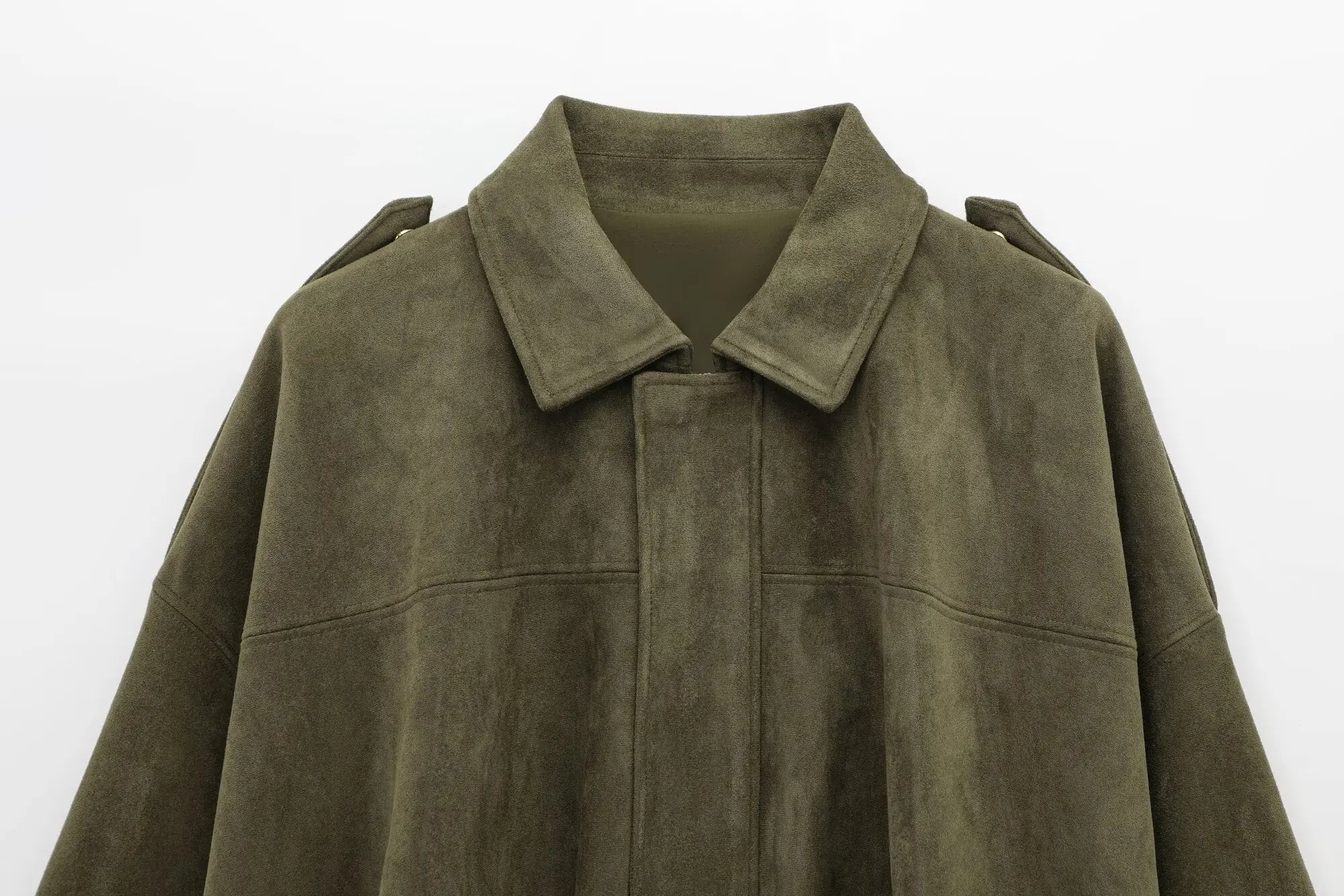 Women Suede Loose Casual Lapel Zipper Bomber Jacket
