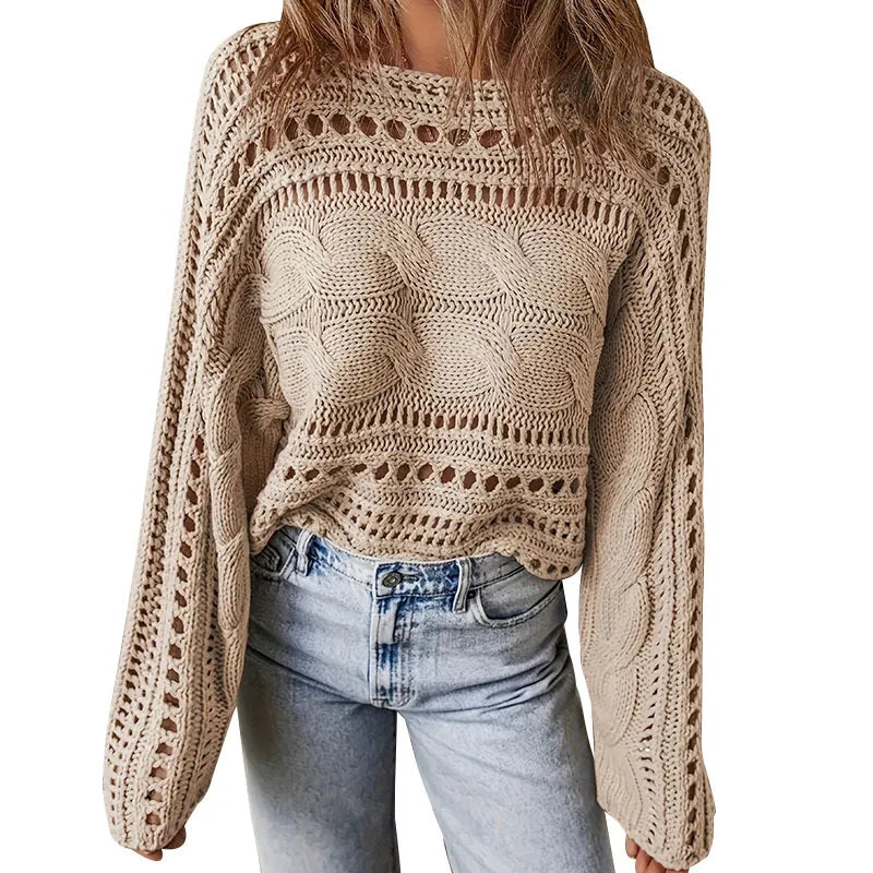 Casual Solid Color Round Collar Fall Women's Sweater