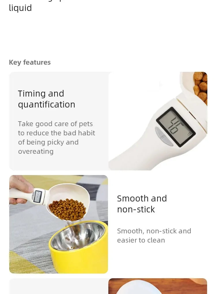 Pet Food Scale LCD Electronic Precision Weighing Tool Dog Cat Feeding Food Measuring Spoon Digital Display