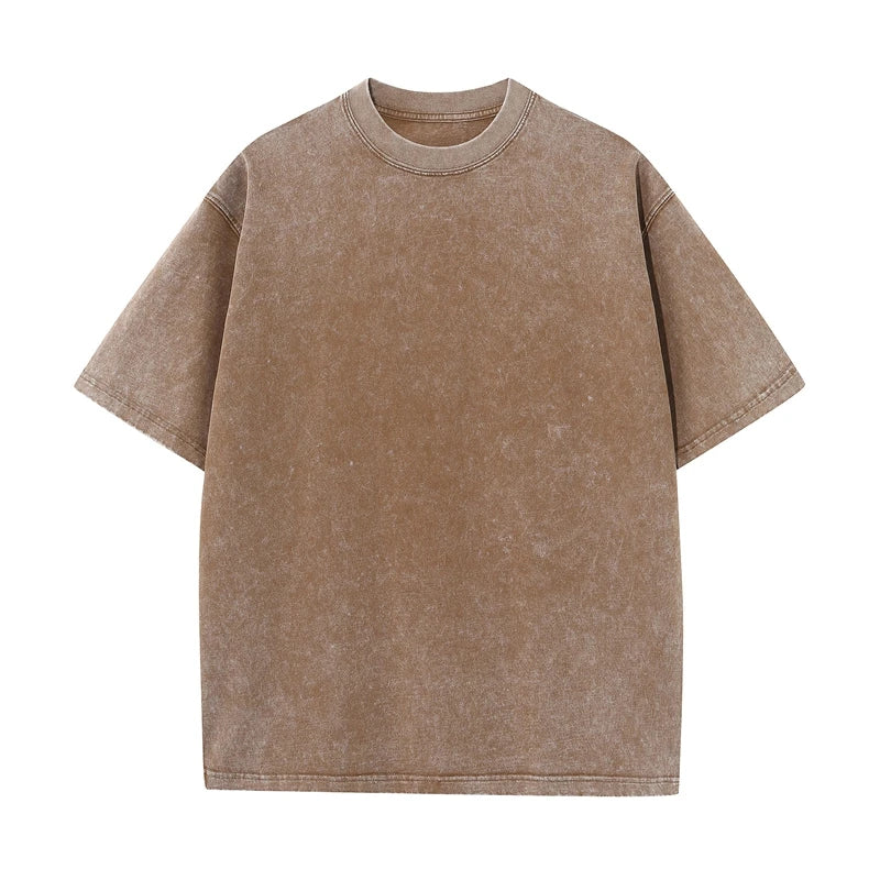 Men's Heavy Cotton Vintage Washed Oversized Short Sleeve Shirt