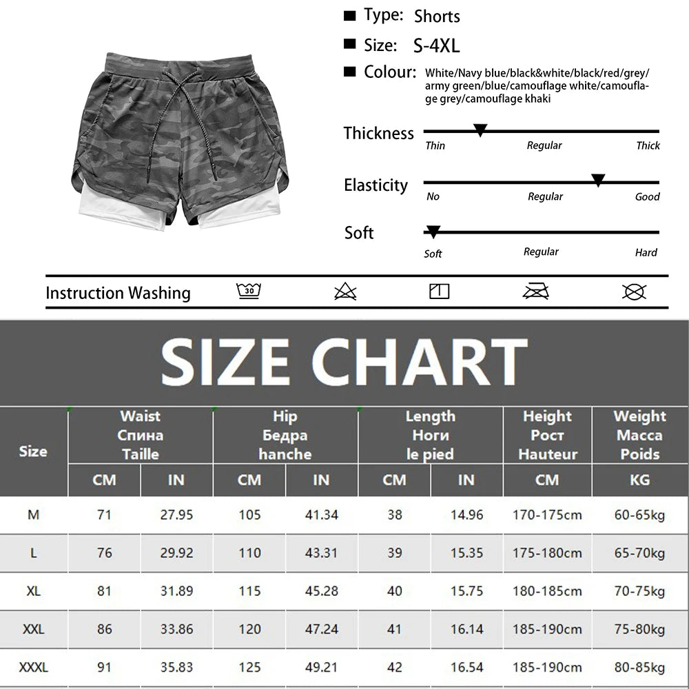 Men Double-deck 2 In 1 Quick Dry Running Shorts