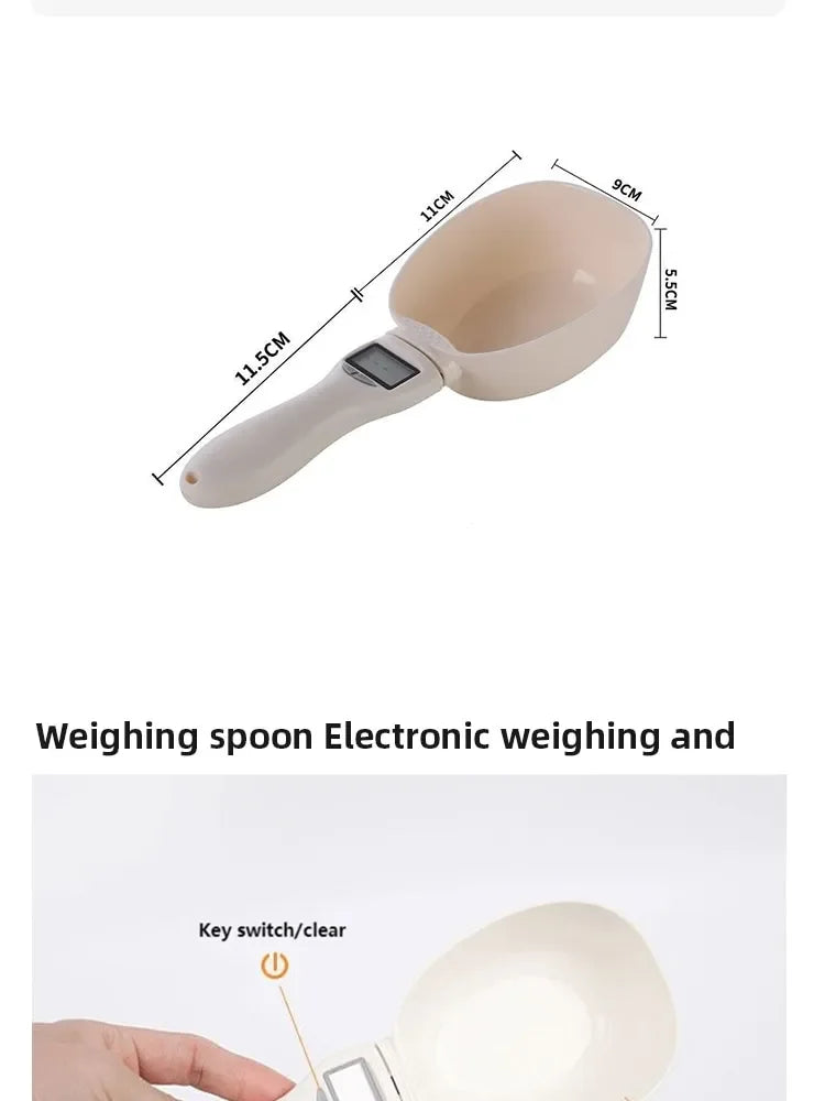 Pet Food Scale LCD Electronic Precision Weighing Tool Dog Cat Feeding Food Measuring Spoon Digital Display