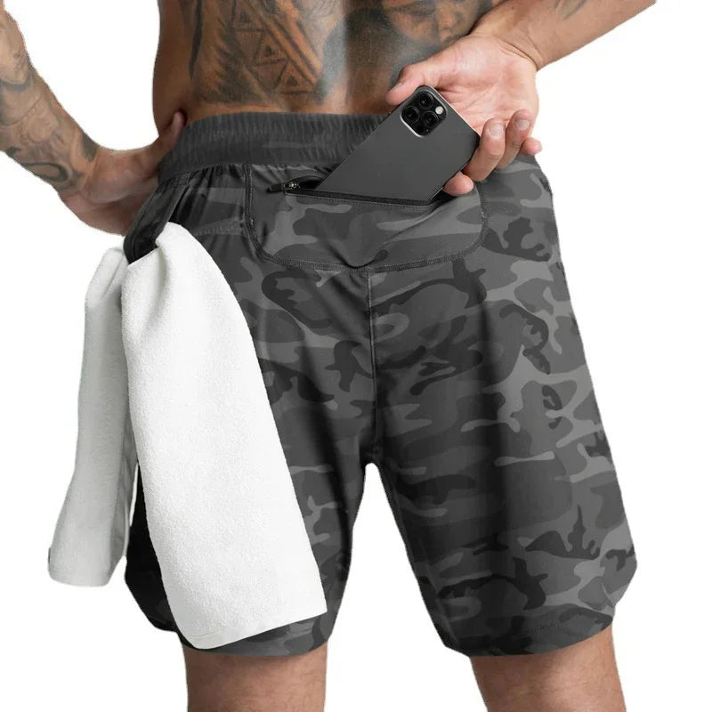 Men Running Breathable Quick Dry Sportswear multi-pocket Shorts