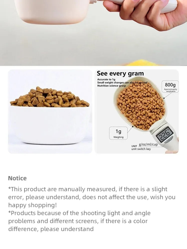 Pet Food Scale LCD Electronic Precision Weighing Tool Dog Cat Feeding Food Measuring Spoon Digital Display