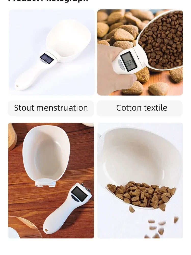 Pet Food Scale LCD Electronic Precision Weighing Tool Dog Cat Feeding Food Measuring Spoon Digital Display