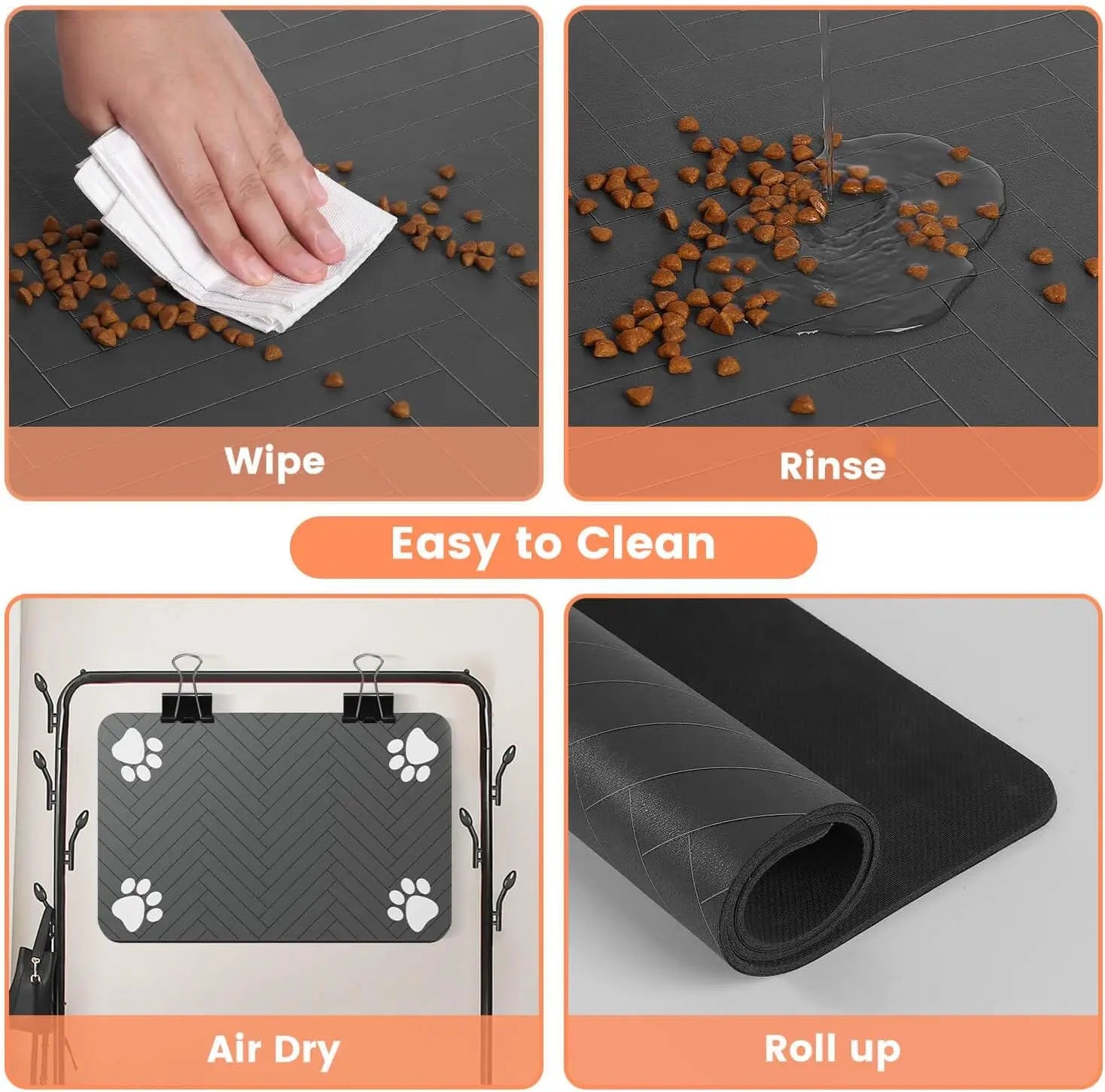 Pet Feeding Mat-Absorbent Pet Placemat for Food and Water Bowl, with Waterproof Rubber Backing & Quick Dry Material