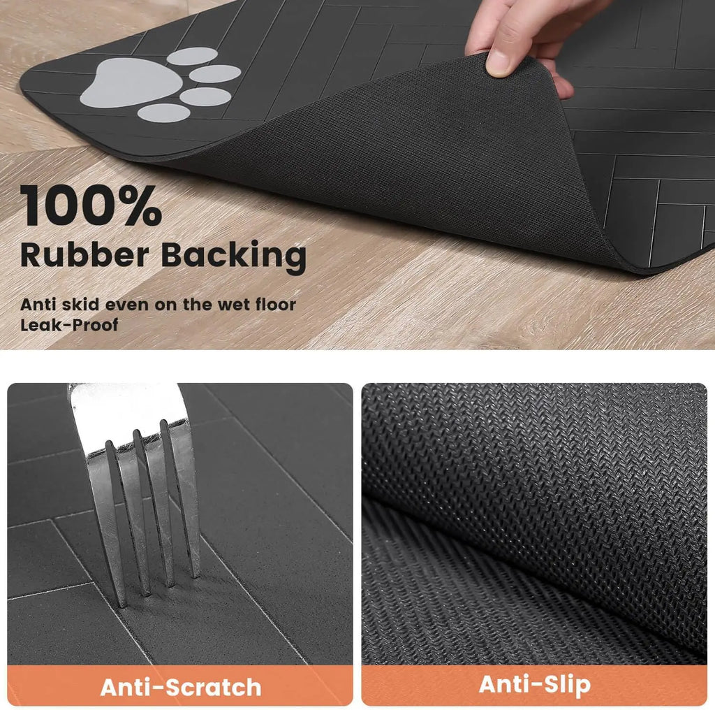 Pet Feeding Mat-Absorbent Pet Placemat for Food and Water Bowl, with Waterproof Rubber Backing & Quick Dry Material