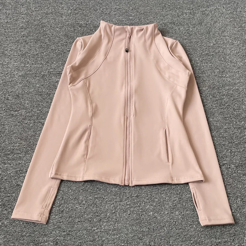 Slim-Fit Zippe Long Sleeve Breathable Quick Dry Stand Up Collar for Women