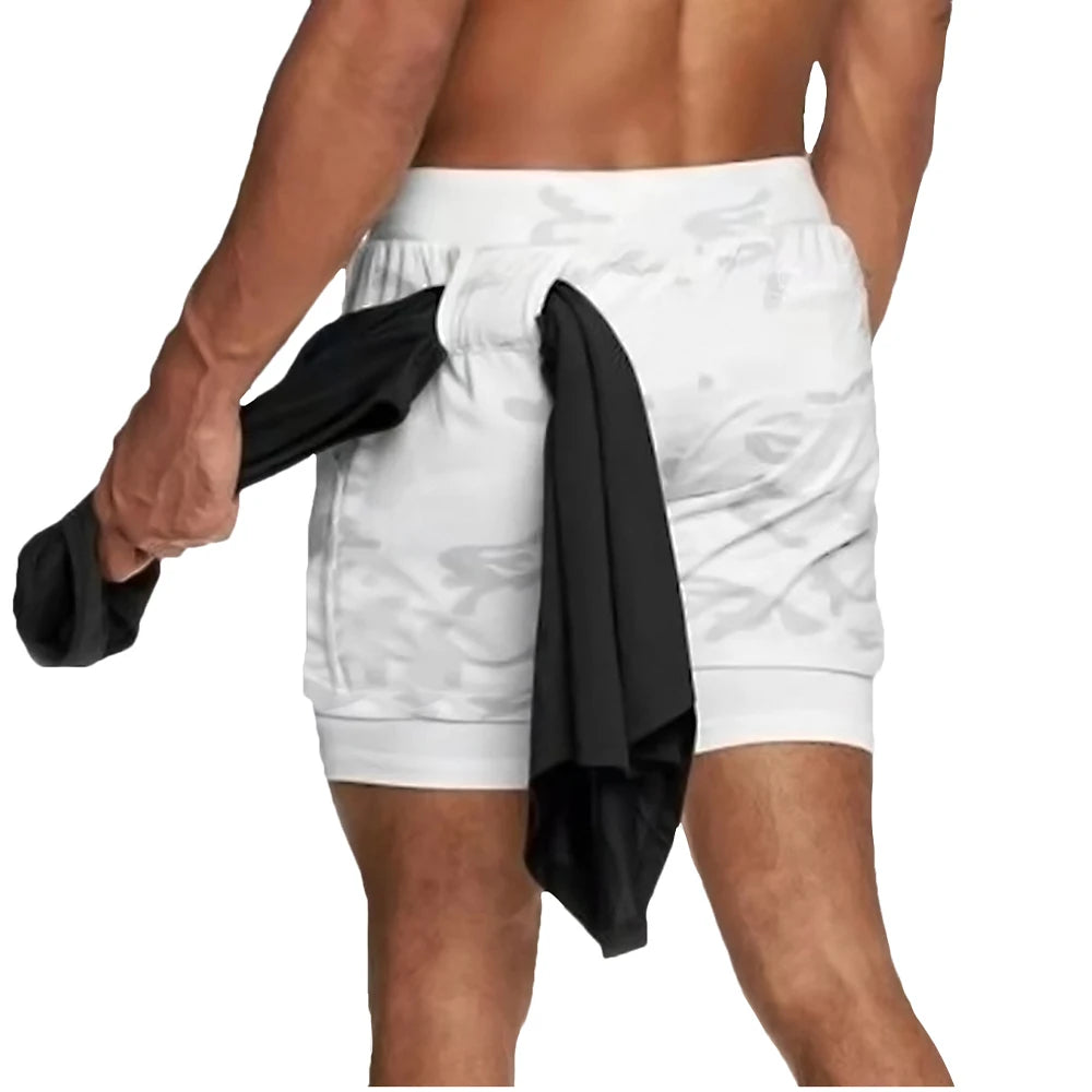 Men Double-deck 2 In 1 Quick Dry Running Shorts