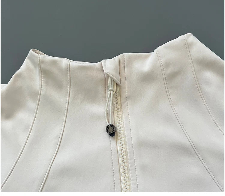 Slim-Fit Zippe Long Sleeve Breathable Quick Dry Stand Up Collar for Women