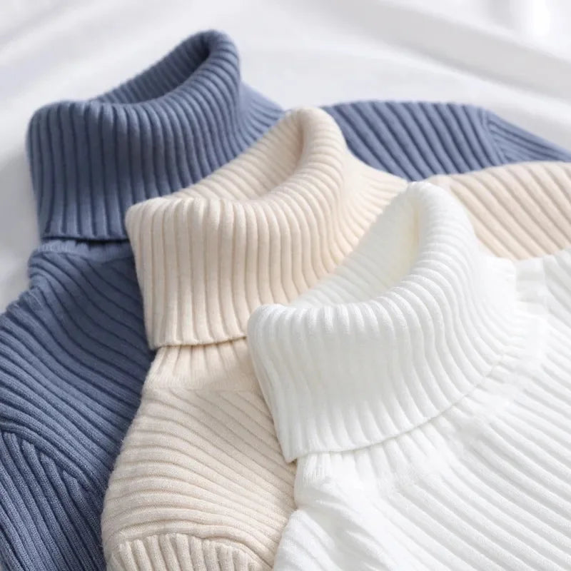 Women Turtleneck Sweater Knitted Soft Pullovers Cashmere Jumpers Top
