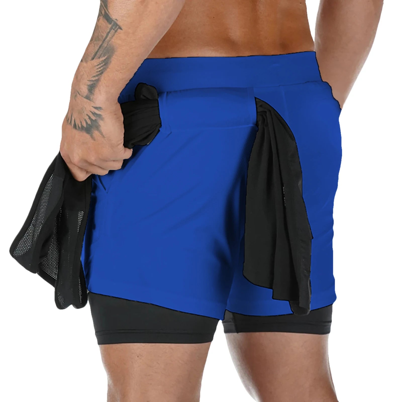 Men Double-deck 2 In 1 Quick Dry Running Shorts