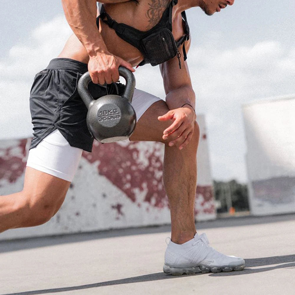 Men Double-deck 2 In 1 Quick Dry Running Shorts