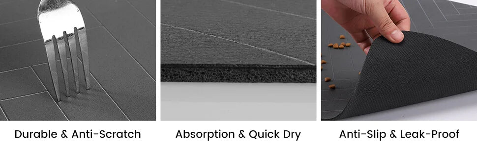 Pet Feeding Mat-Absorbent Pet Placemat for Food and Water Bowl, with Waterproof Rubber Backing & Quick Dry Material
