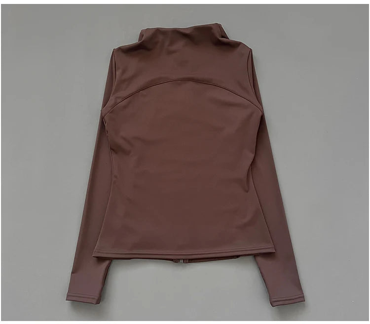 Slim-Fit Zippe Long Sleeve Breathable Quick Dry Stand Up Collar for Women