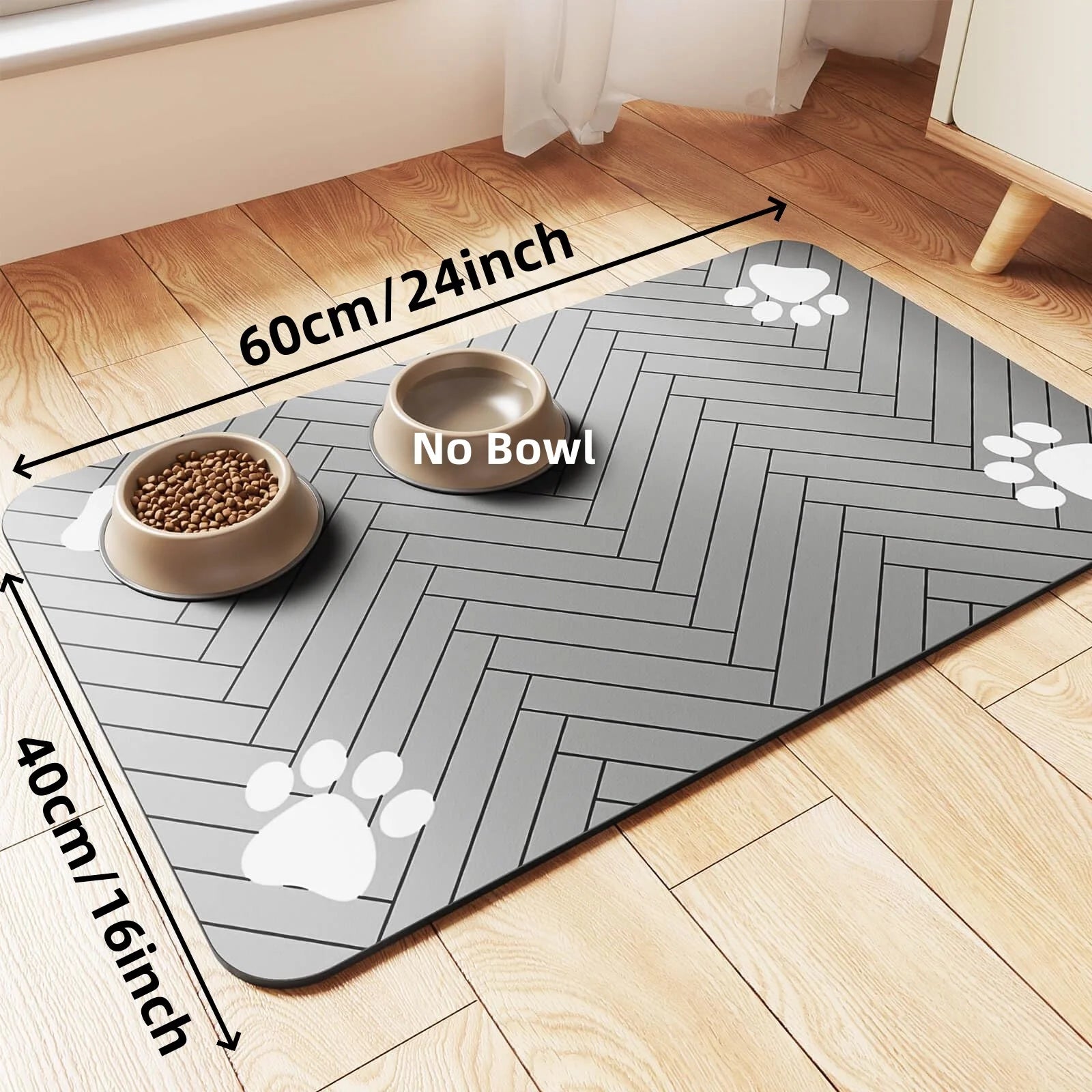 Pet Feeding Mat-Absorbent Pet Placemat for Food and Water Bowl, with Waterproof Rubber Backing & Quick Dry Material