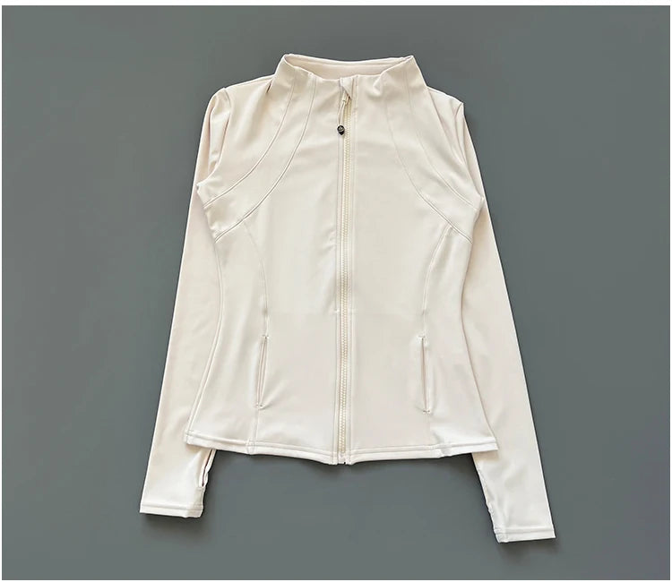 Slim-Fit Zippe Long Sleeve Breathable Quick Dry Stand Up Collar for Women