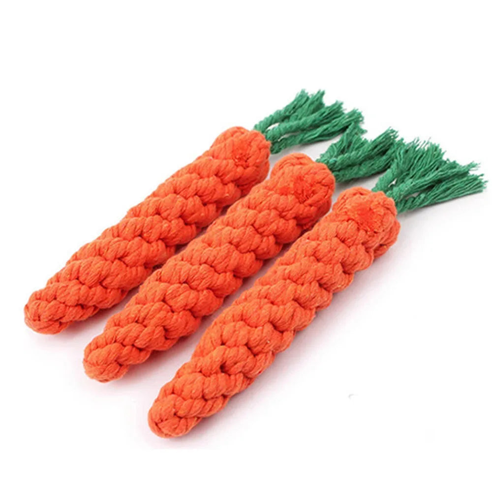 1Pcs Carrot Safe Durable Braided Dog Chew Toys Puppy Molar Cleaning Teeth Cotton Rope