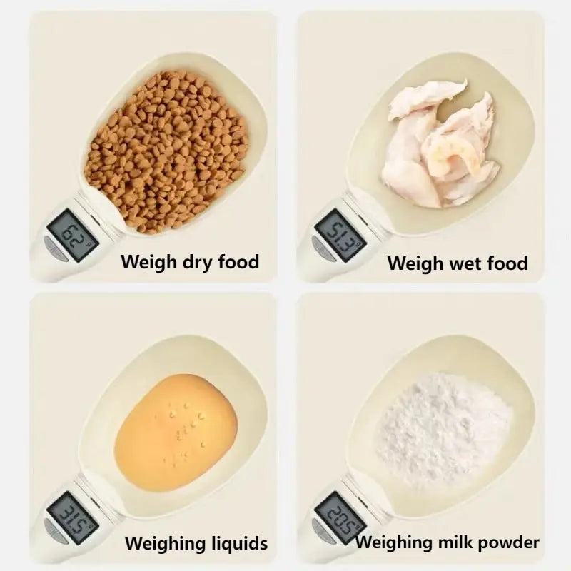 Pet Food Scale LCD Electronic Precision Weighing Tool Dog Cat Feeding Food Measuring Spoon Digital Display