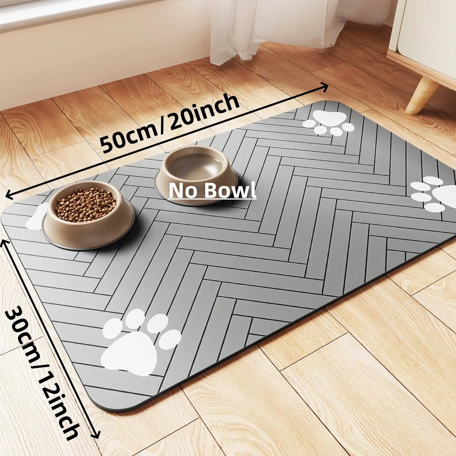 Pet Feeding Mat-Absorbent Pet Placemat for Food and Water Bowl, with Waterproof Rubber Backing & Quick Dry Material