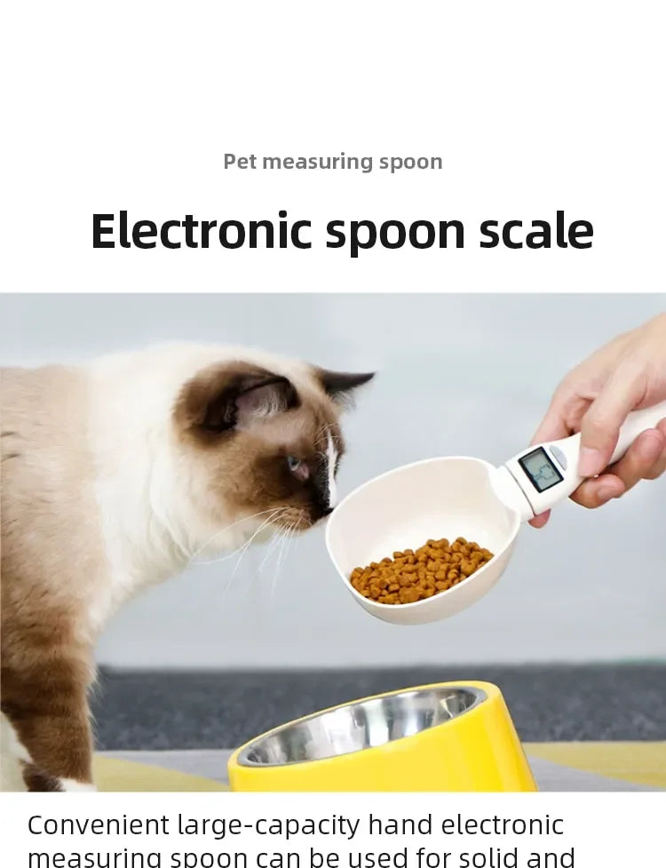 Pet Food Scale LCD Electronic Precision Weighing Tool Dog Cat Feeding Food Measuring Spoon Digital Display
