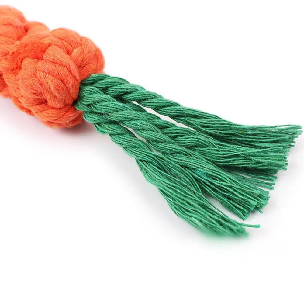 1Pcs Carrot Safe Durable Braided Dog Chew Toys Puppy Molar Cleaning Teeth Cotton Rope