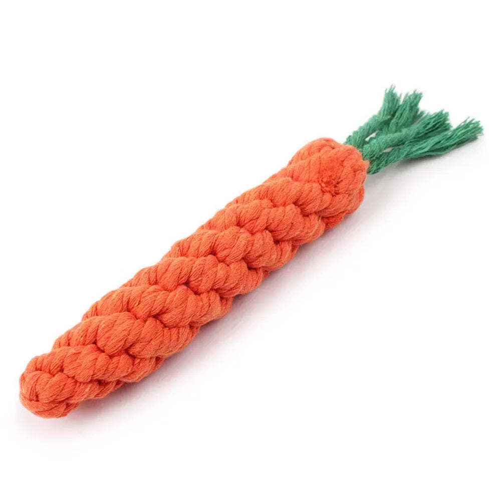 1Pcs Carrot Safe Durable Braided Dog Chew Toys Puppy Molar Cleaning Teeth Cotton Rope