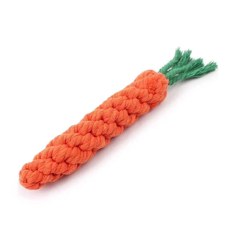 1Pcs Carrot Safe Durable Braided Dog Chew Toys Puppy Molar Cleaning Teeth Cotton Rope