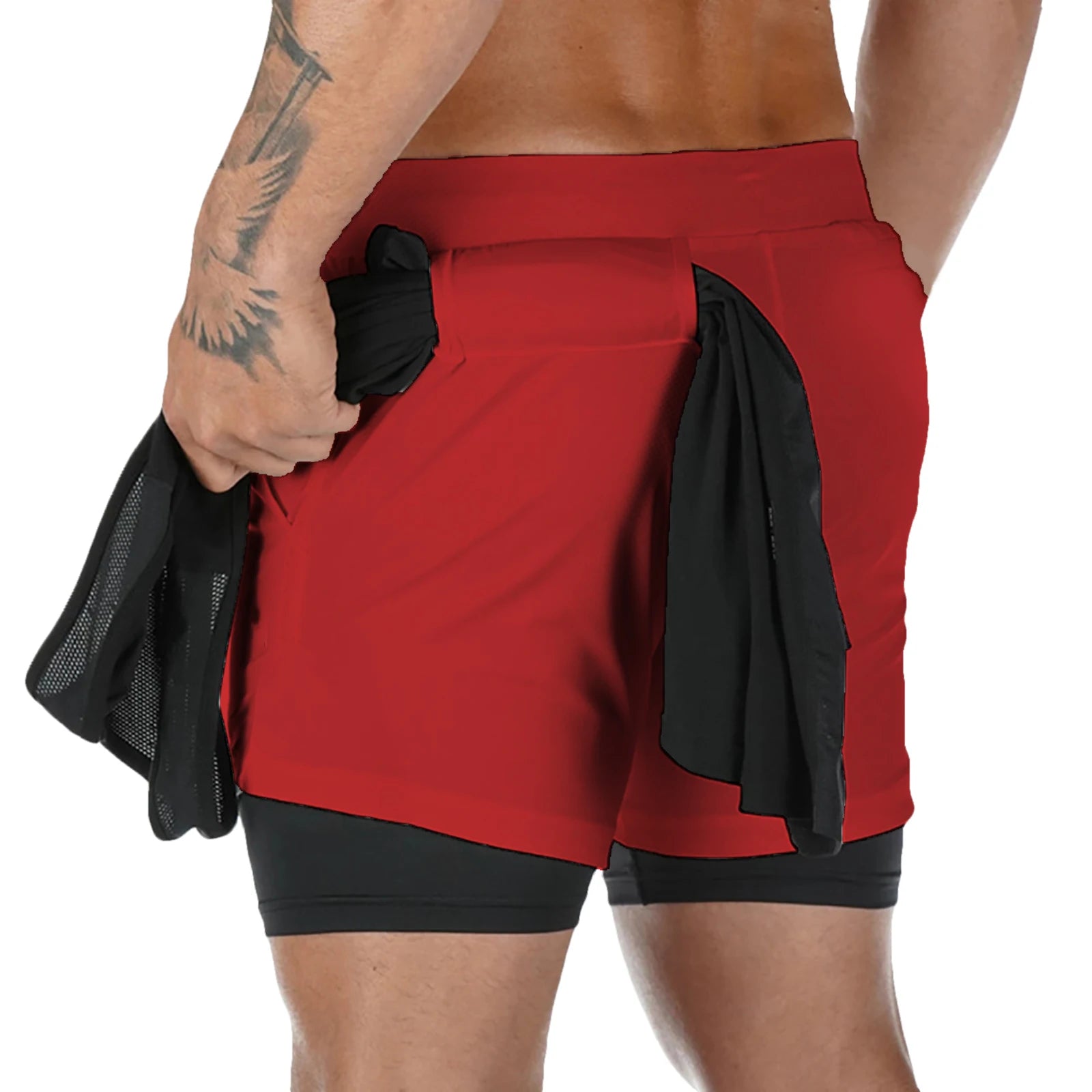 Men Double-deck 2 In 1 Quick Dry Running Shorts