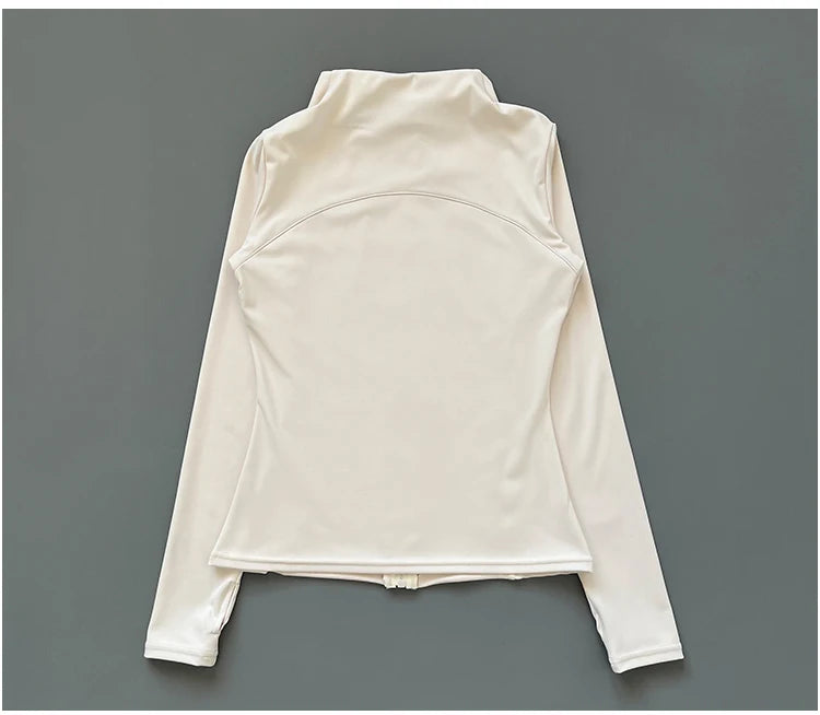 Slim-Fit Zippe Long Sleeve Breathable Quick Dry Stand Up Collar for Women