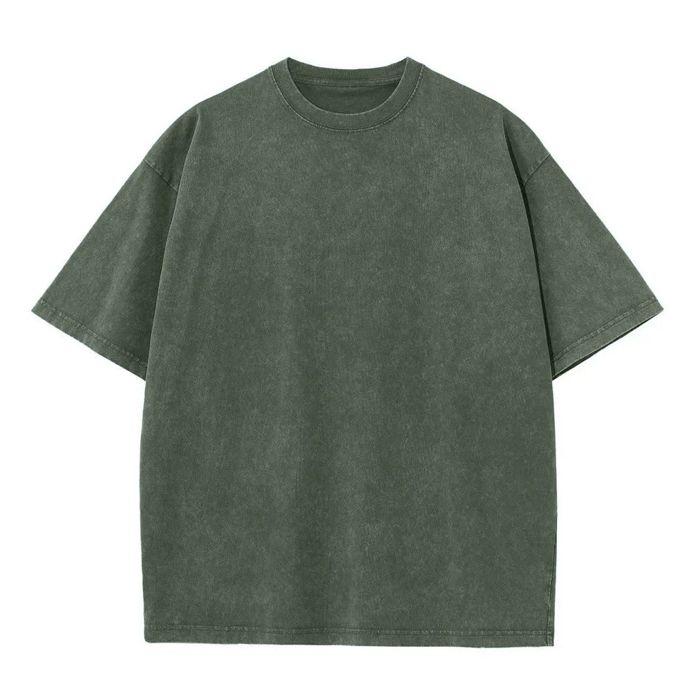 Men's Heavy Cotton Vintage Washed Oversized Short Sleeve Shirt