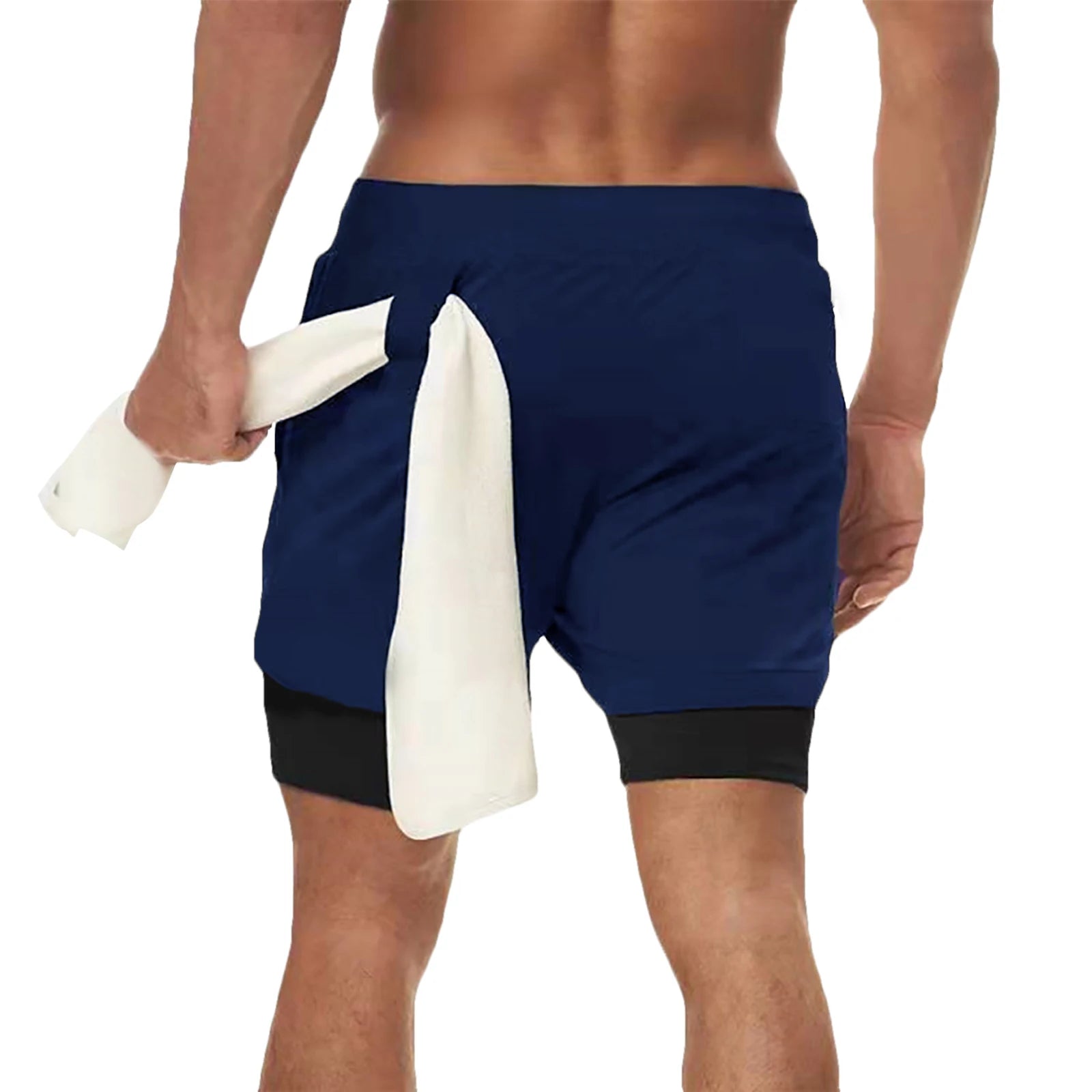 Men Double-deck 2 In 1 Quick Dry Running Shorts