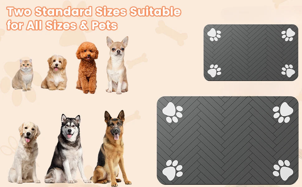 Pet Feeding Mat-Absorbent Pet Placemat for Food and Water Bowl, with Waterproof Rubber Backing & Quick Dry Material