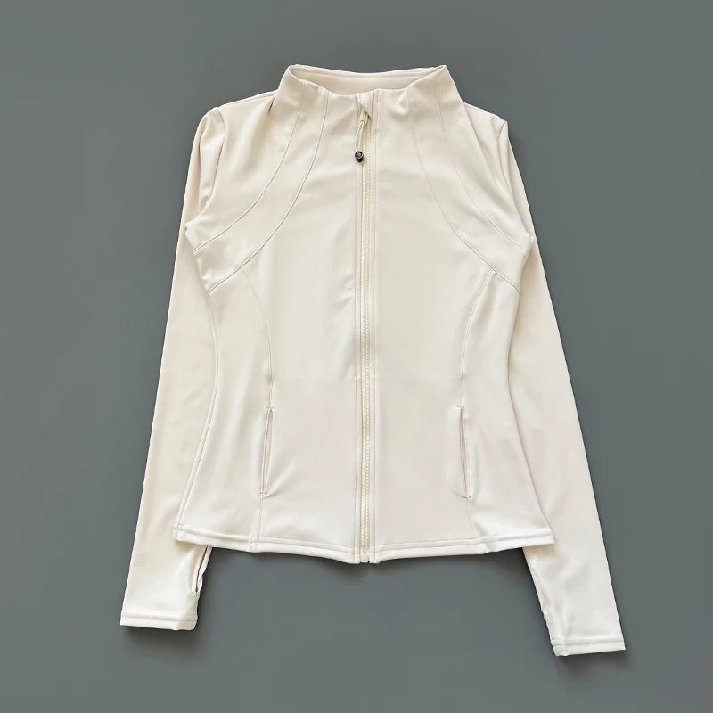 Slim-Fit Zippe Long Sleeve Breathable Quick Dry Stand Up Collar for Women