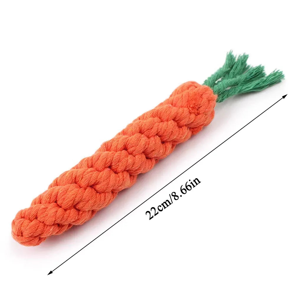 1Pcs Carrot Safe Durable Braided Dog Chew Toys Puppy Molar Cleaning Teeth Cotton Rope