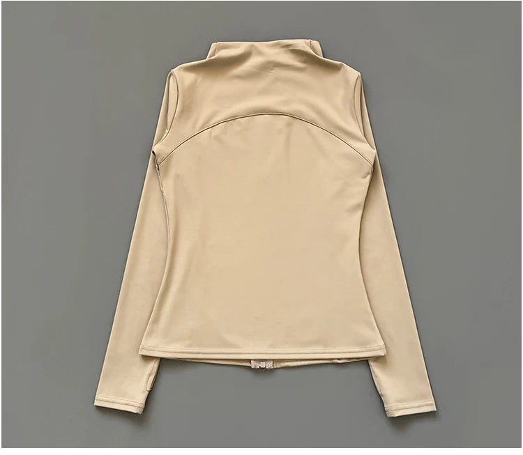 Slim-Fit Zippe Long Sleeve Breathable Quick Dry Stand Up Collar for Women