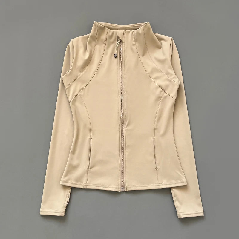 Slim-Fit Zippe Long Sleeve Breathable Quick Dry Stand Up Collar for Women