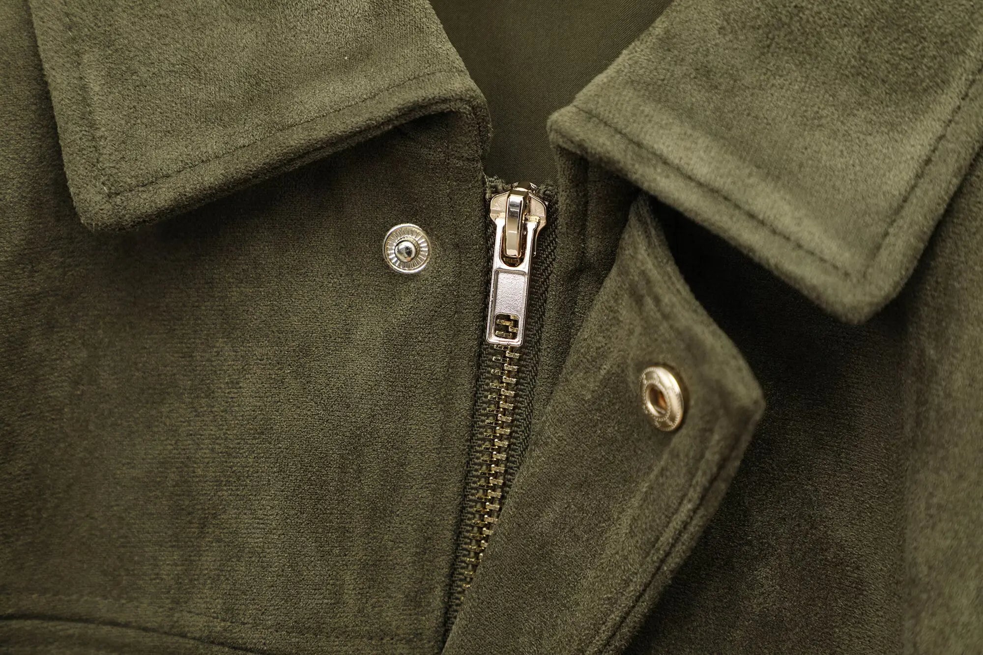 Women Suede Loose Casual Lapel Zipper Bomber Jacket