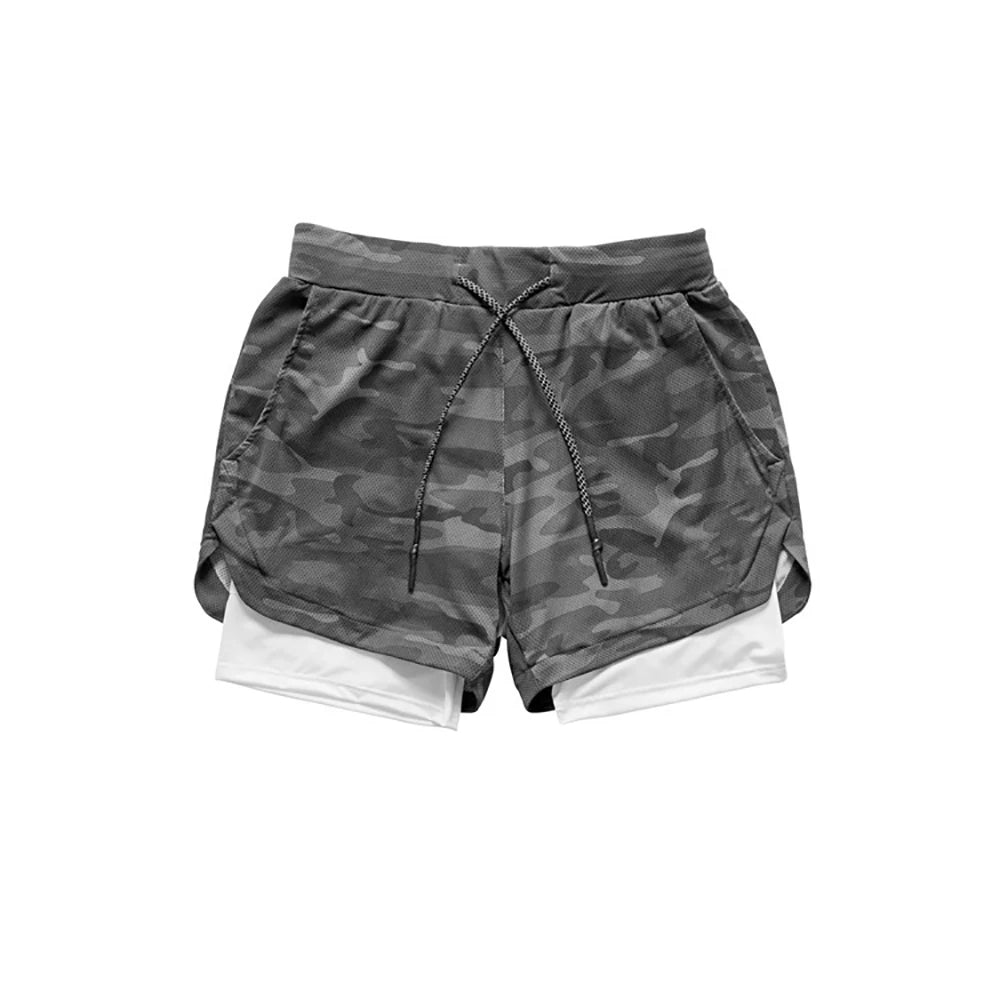 Men Double-deck 2 In 1 Quick Dry Running Shorts