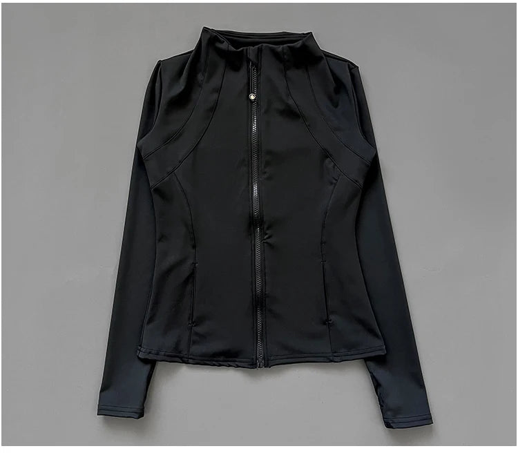 Slim-Fit Zippe Long Sleeve Breathable Quick Dry Stand Up Collar for Women