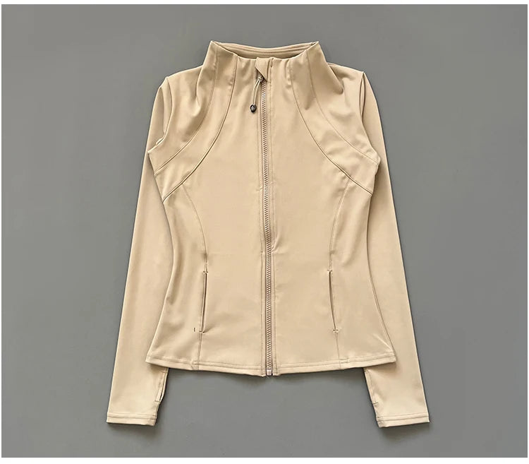 Slim-Fit Zippe Long Sleeve Breathable Quick Dry Stand Up Collar for Women