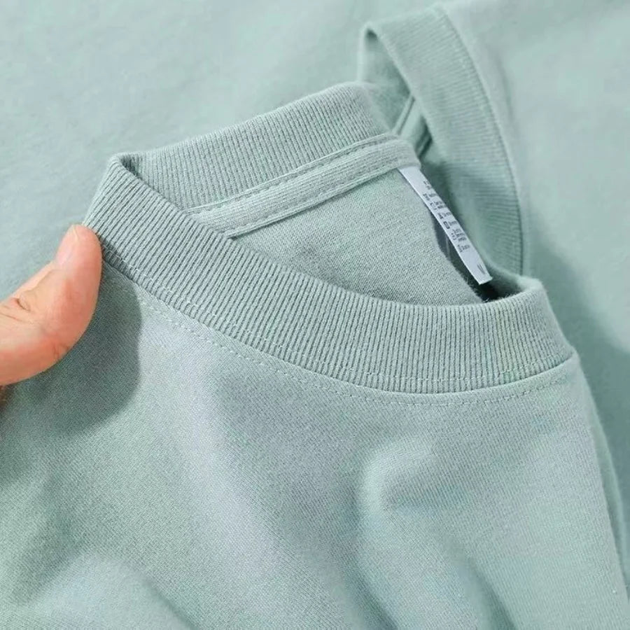 Men's 100% Cotton Solid Color O Neck T-shirt