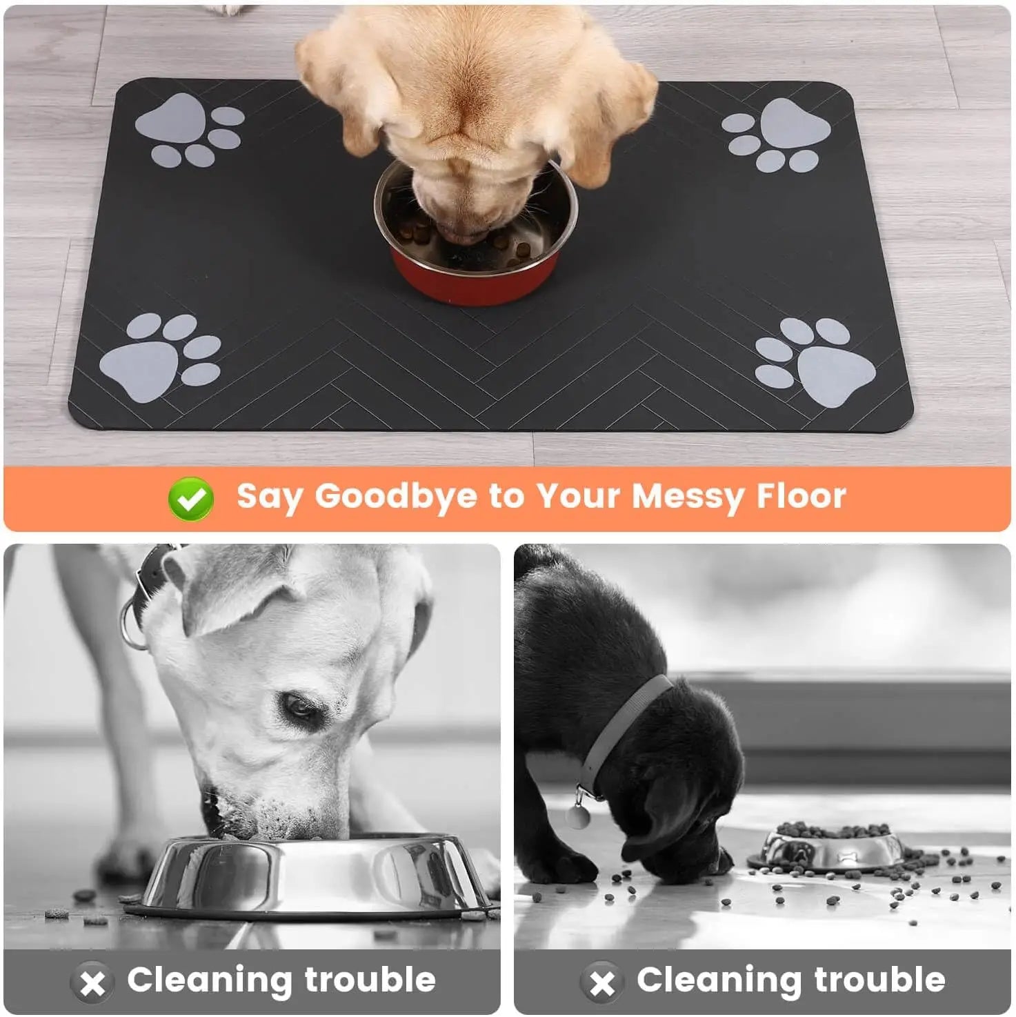 Pet Feeding Mat-Absorbent Pet Placemat for Food and Water Bowl, with Waterproof Rubber Backing & Quick Dry Material