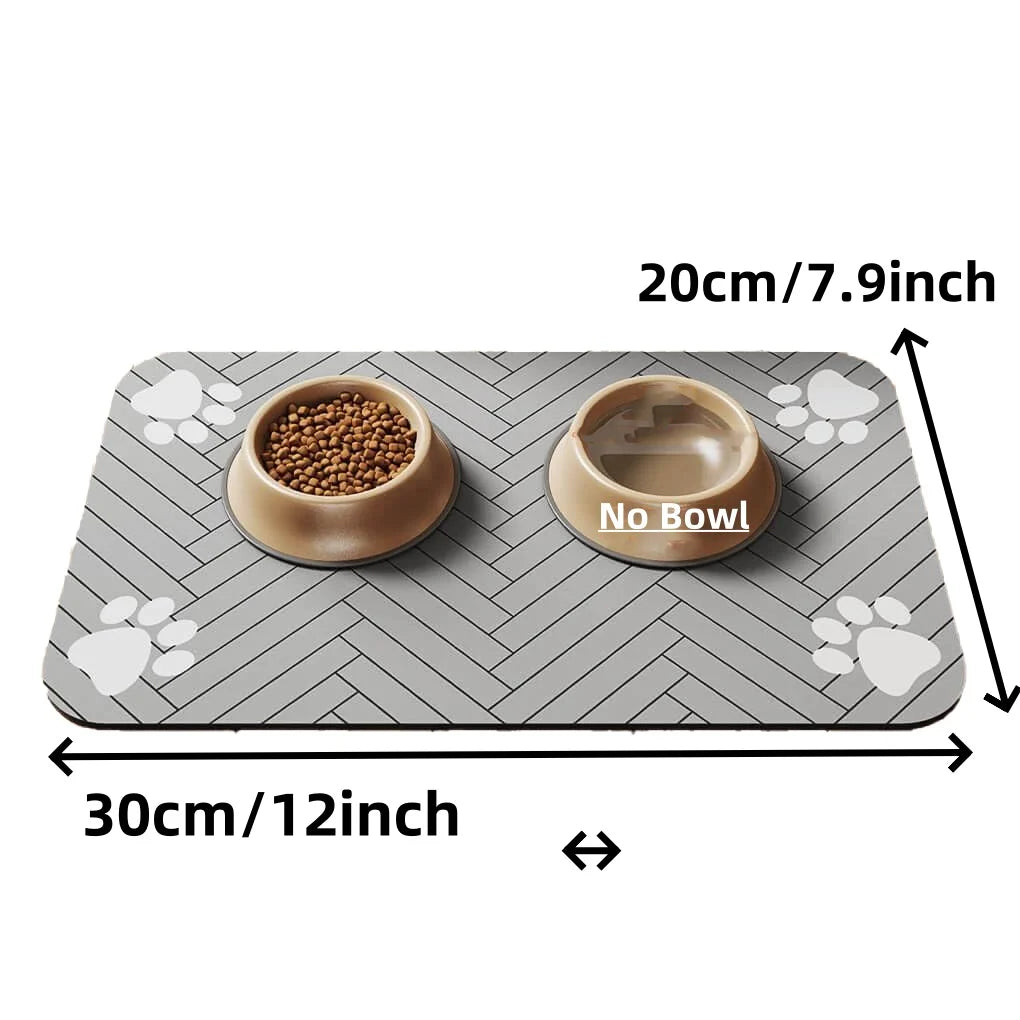 Pet Feeding Mat-Absorbent Pet Placemat for Food and Water Bowl, with Waterproof Rubber Backing & Quick Dry Material