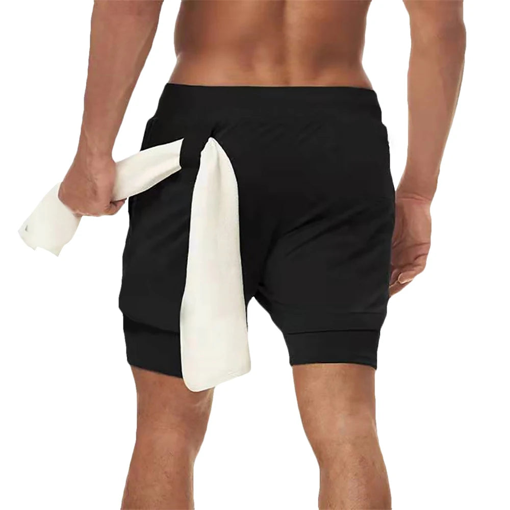 Men Double-deck 2 In 1 Quick Dry Running Shorts