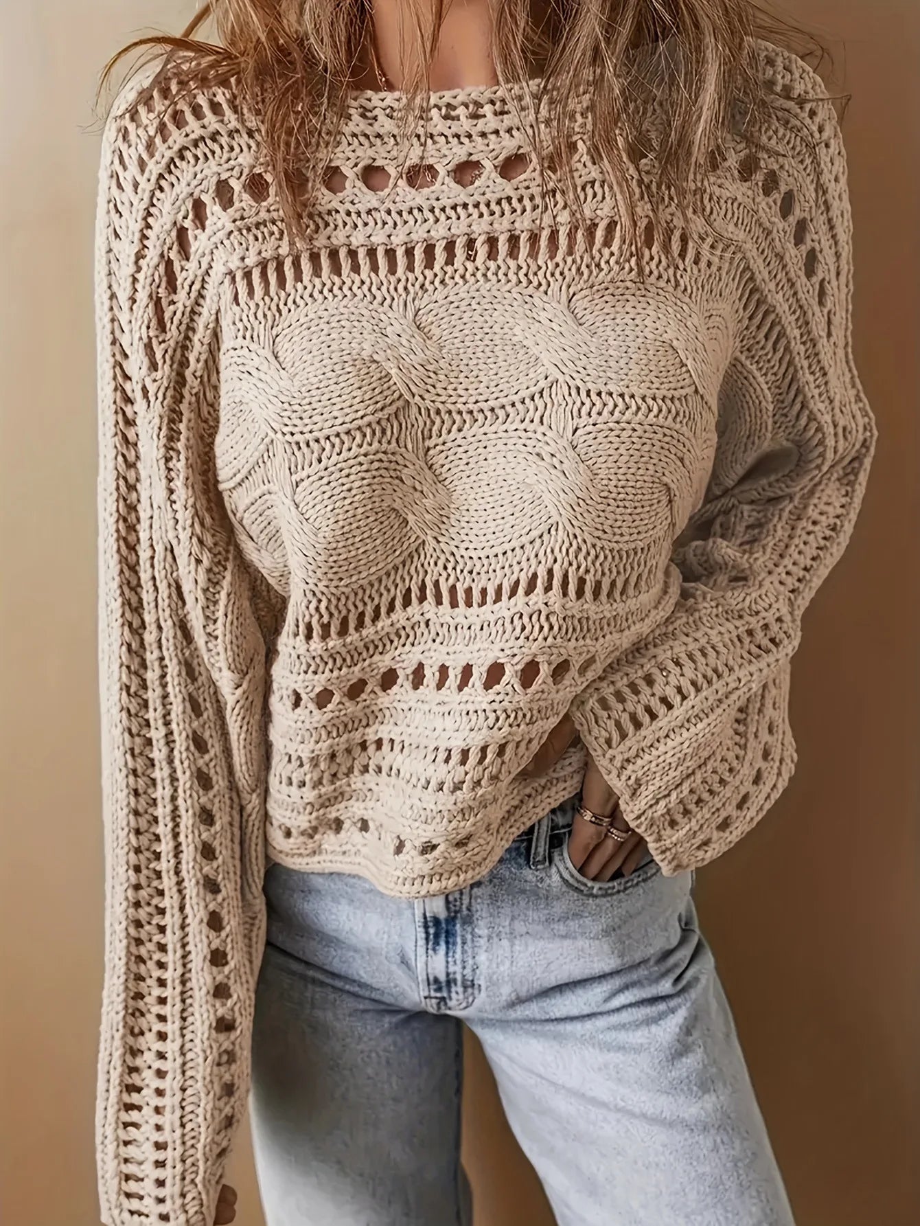 Casual Solid Color Round Collar Fall Women's Sweater